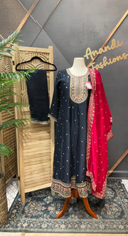 Navy Blue Anarakali Kurti set