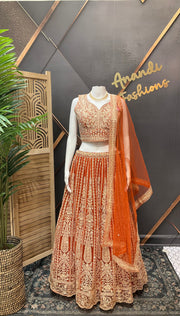Orange Heavy Work Lehanga Set