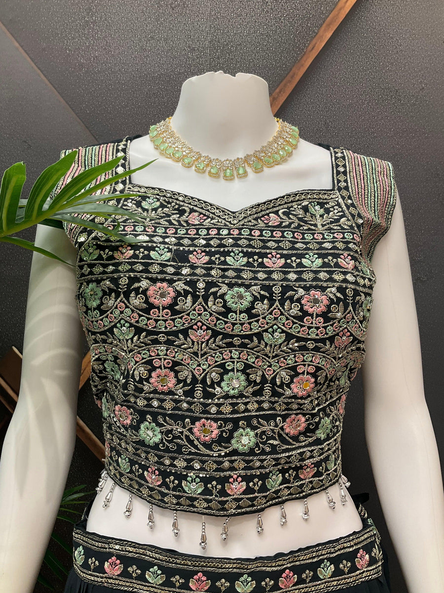 Grey Chiffon Party Wear Lehenga Set Size 40-42