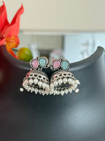 German Silver - Long Haram/Necklace with Pastel color stones