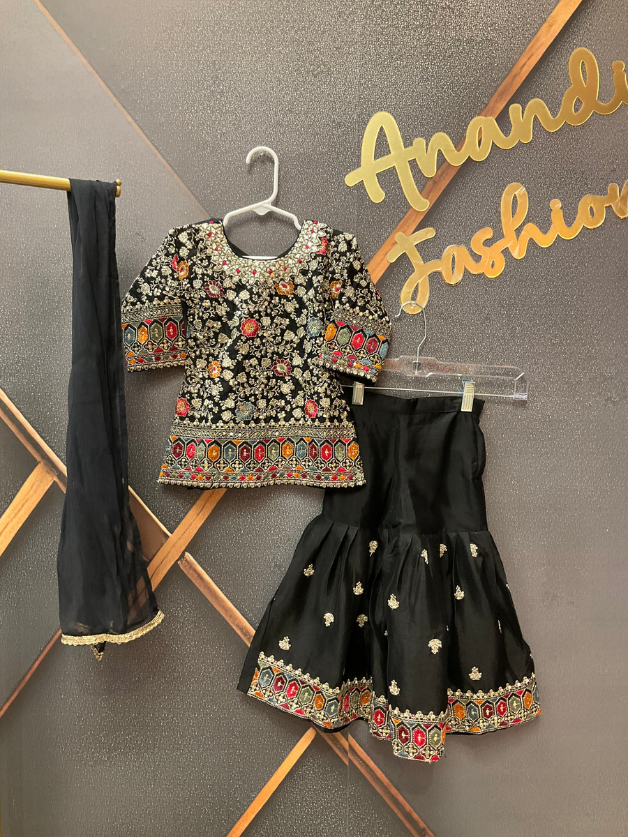 Toddler Girl Black Sharara set