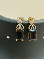 CZ Earrings with Purple Stone