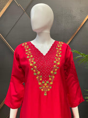 Pink -Party Wear Kurti/Chudidhar set