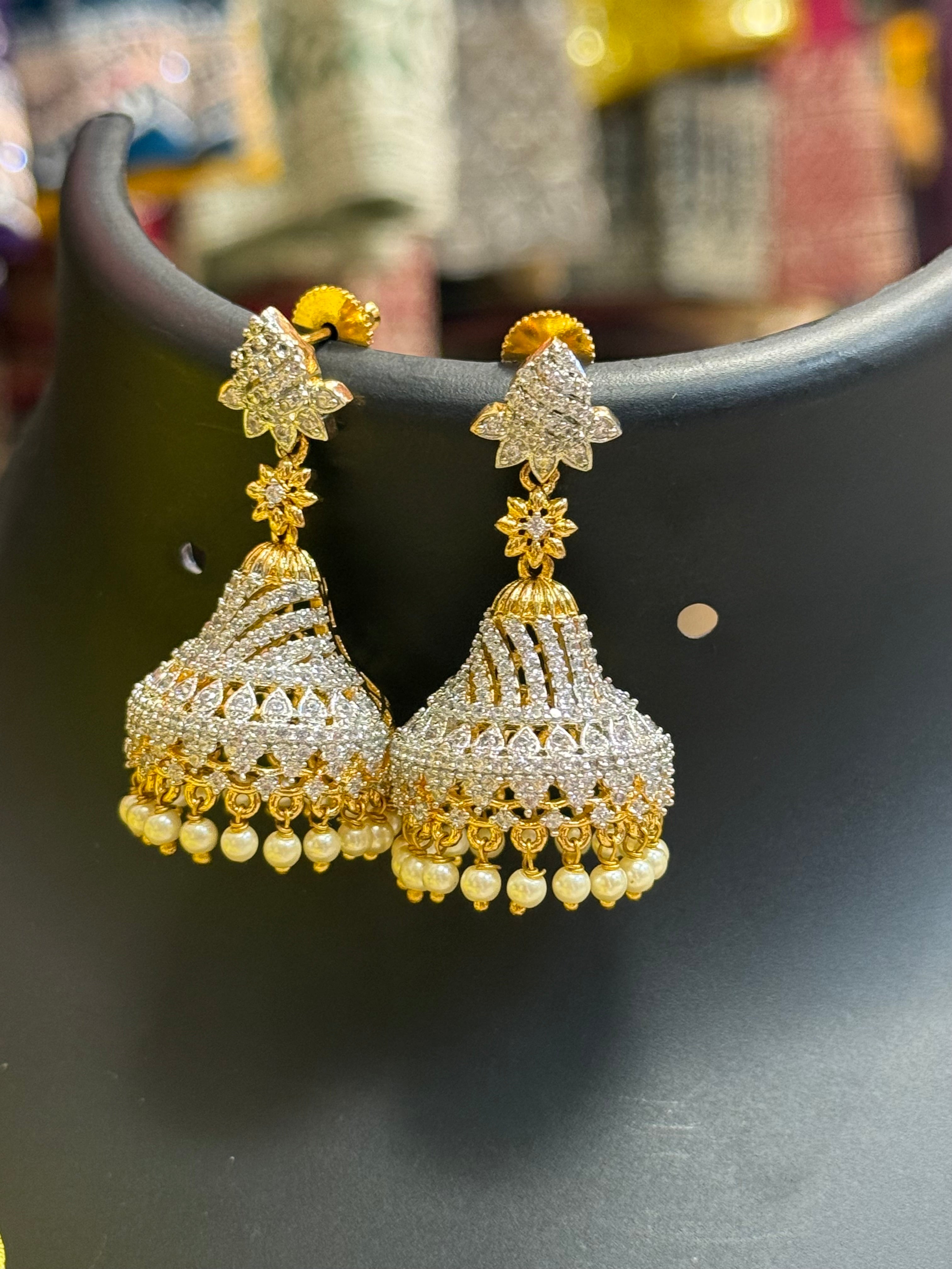 Unique CZ Jhumkas/Earrings