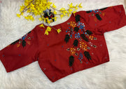Maroon Embroidery Work Blouse