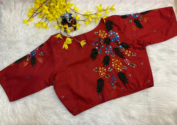 Maroon Embroidery Work Blouse