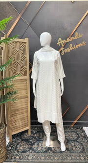 White Chikankari Rayon kurti set