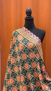 Green Ajrakh Print Dupatta with Gota Patti Border
