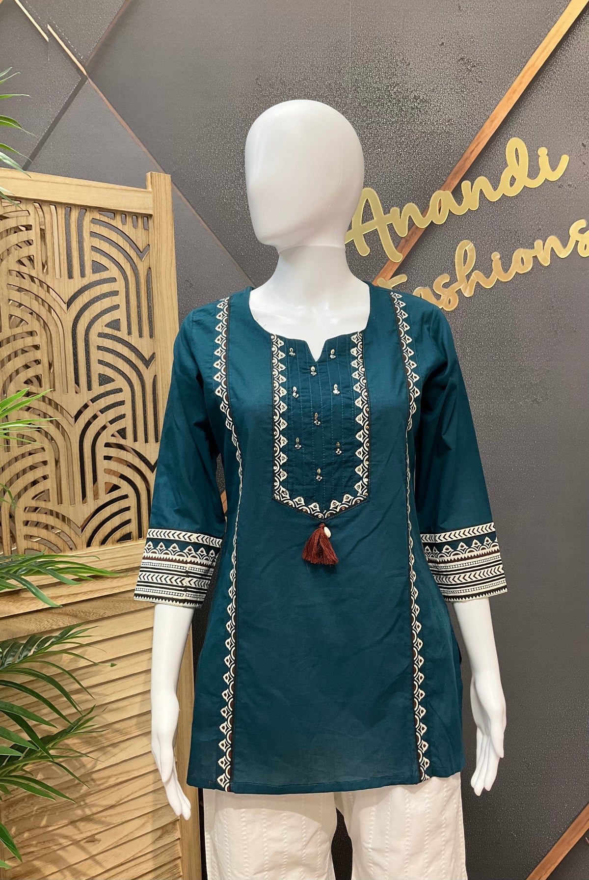 Peacock Blue -Pure Cotton Short Kurti
