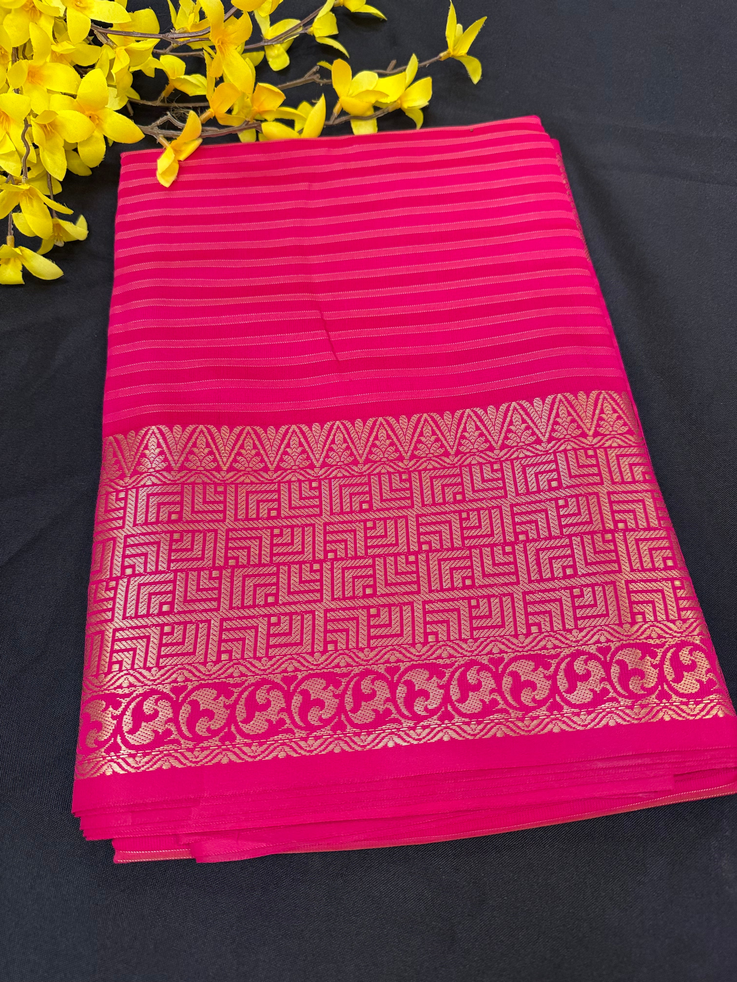 Hot pink- Soft Silk Saree
