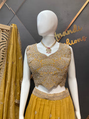 Mustard Yellow Party Wear Lehenga set