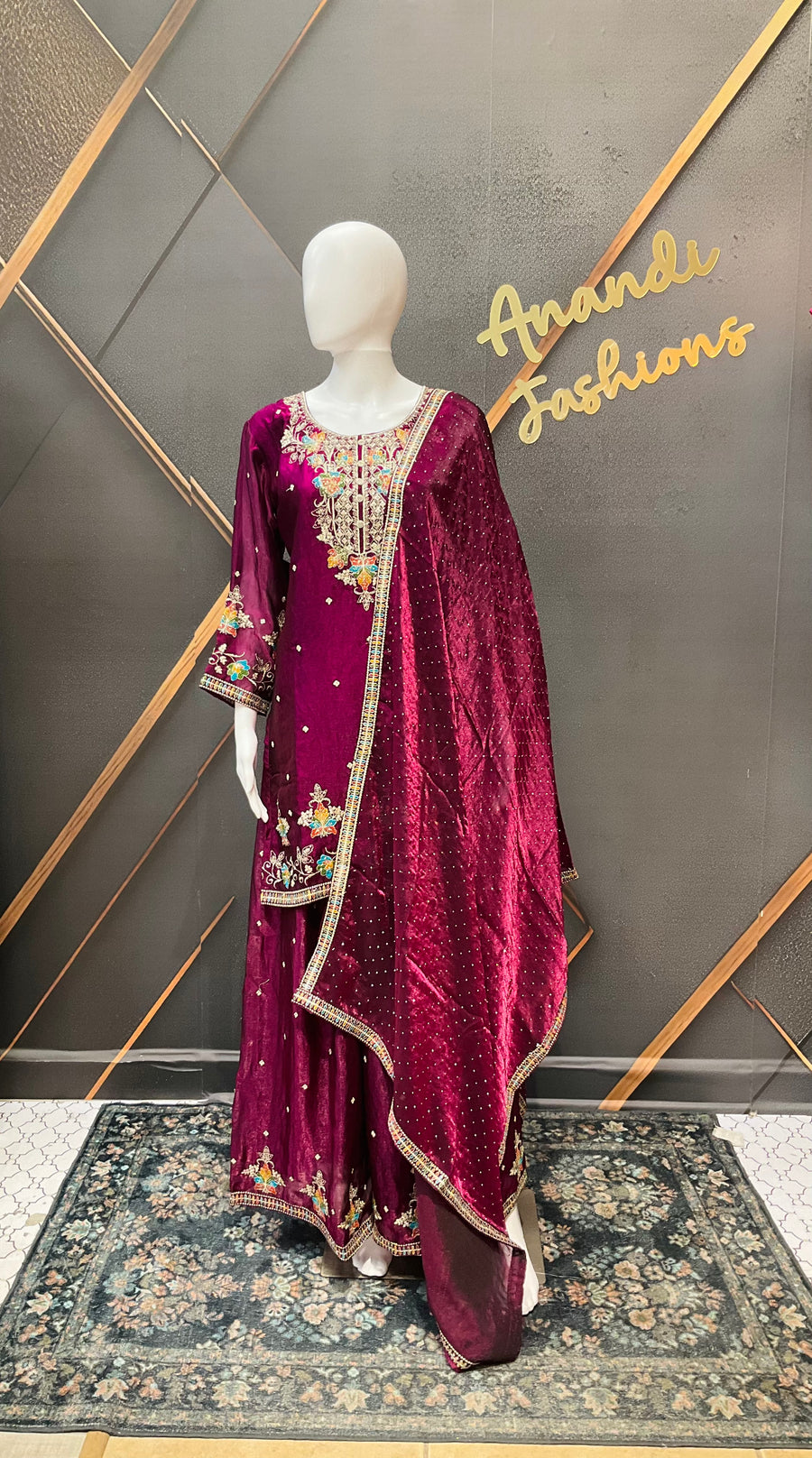 Wine Color Party Wear Sharara set