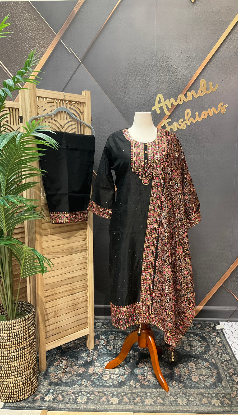 Plus Size Black Party Wear Kurti set
