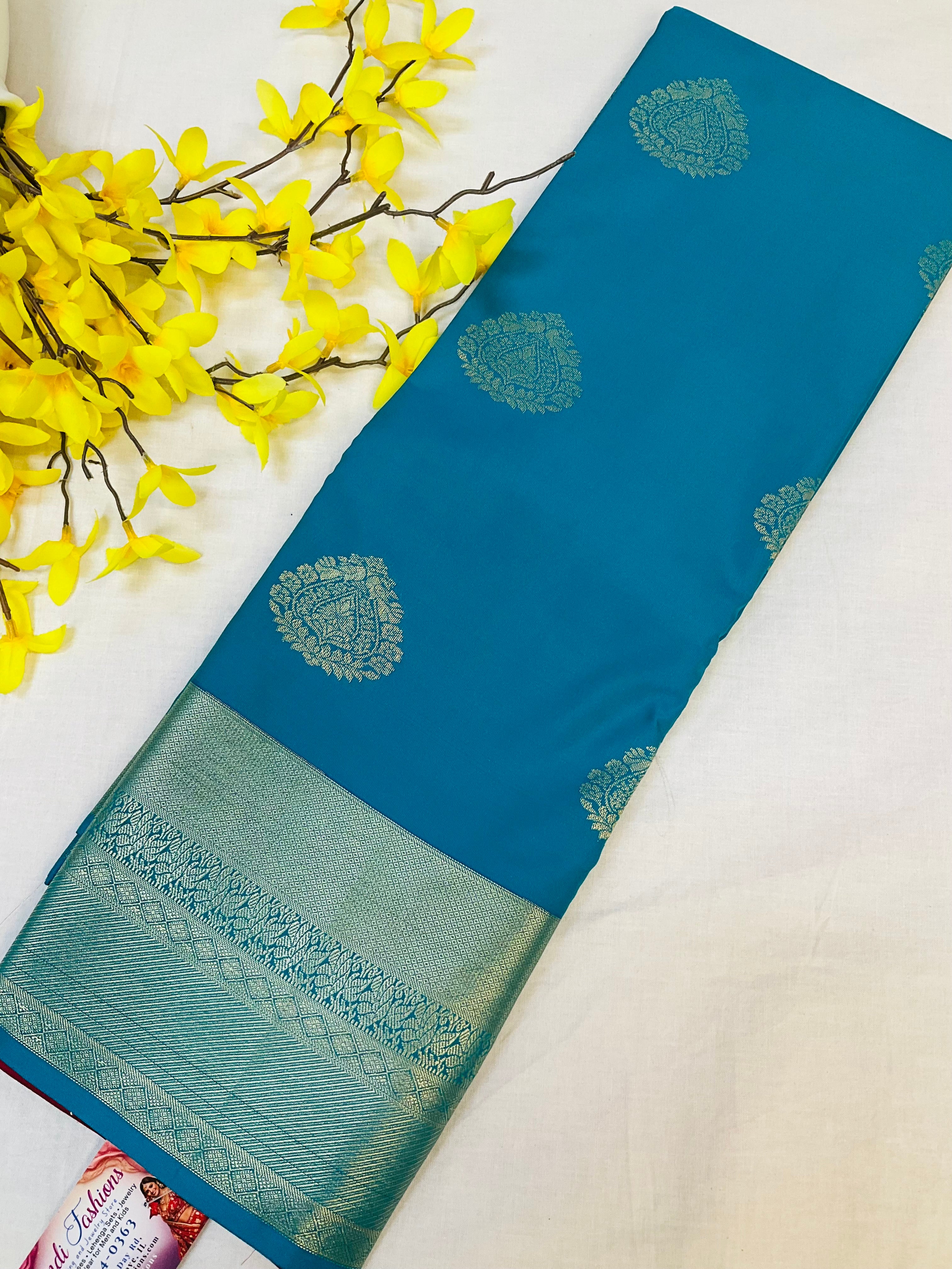 Blue Semi Silk Kanjeevaram Saree