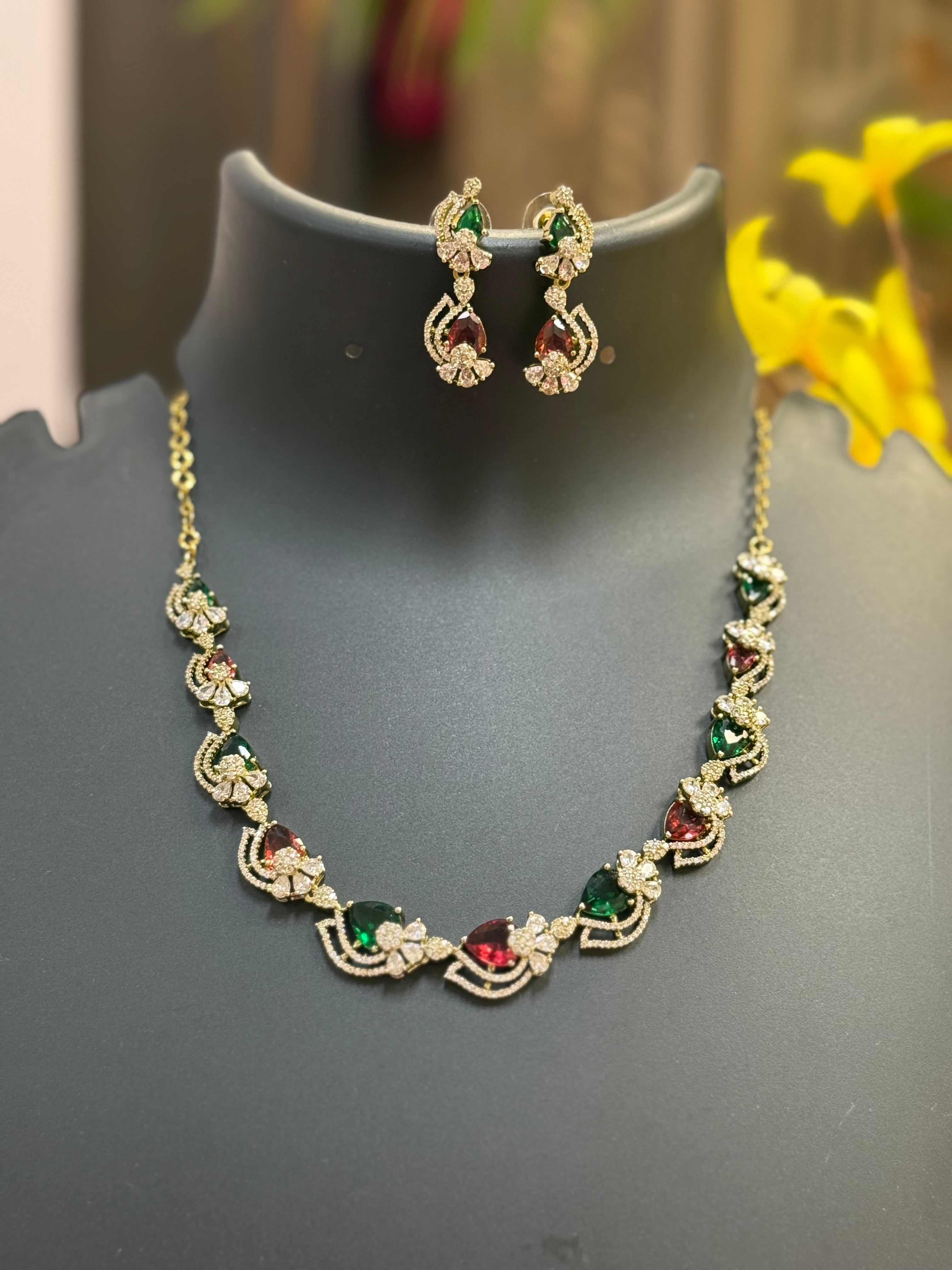 Mehendi Finish Multicolor Necklace Set