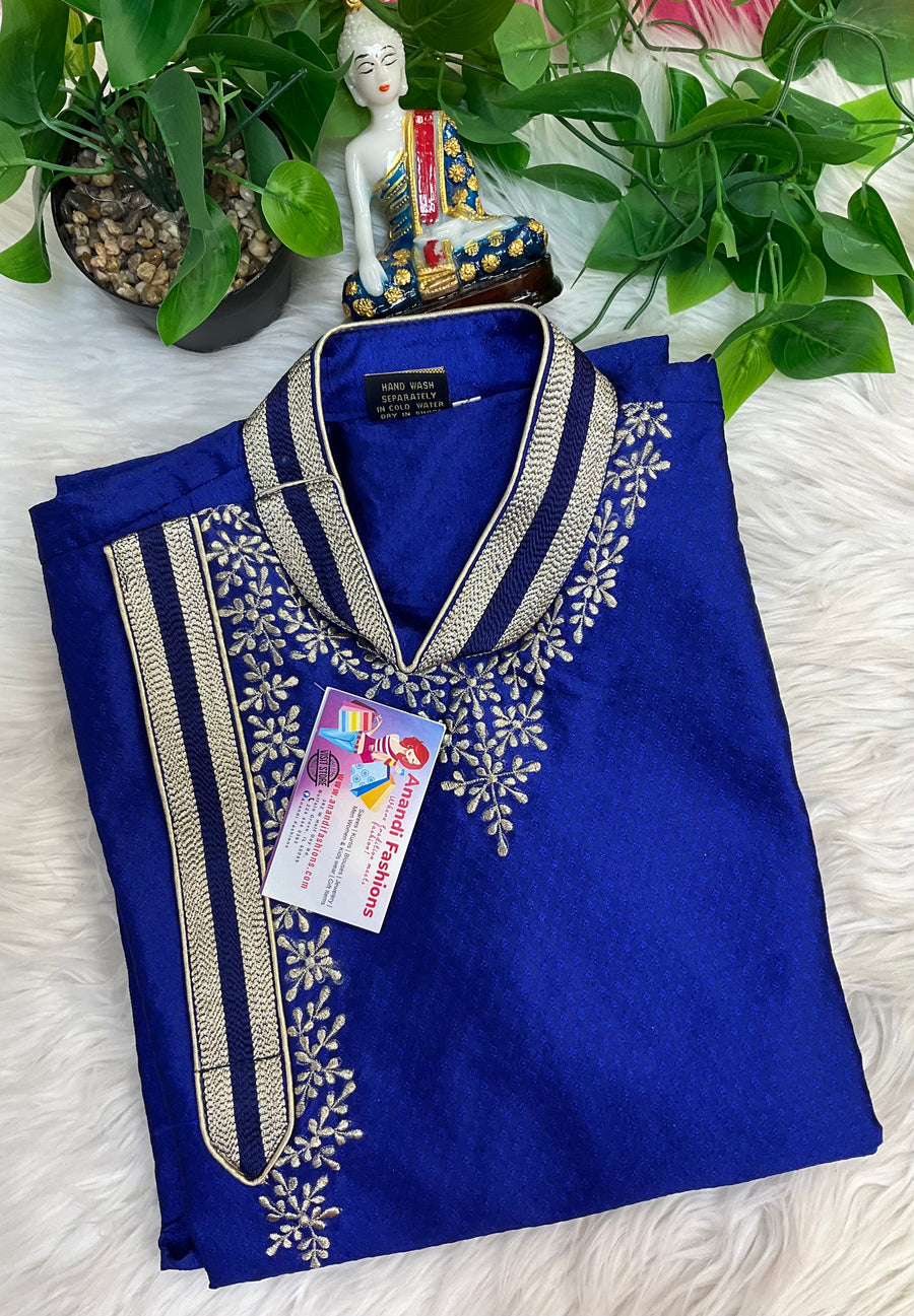 Men’s Plus Size Color Neck Kurta Set