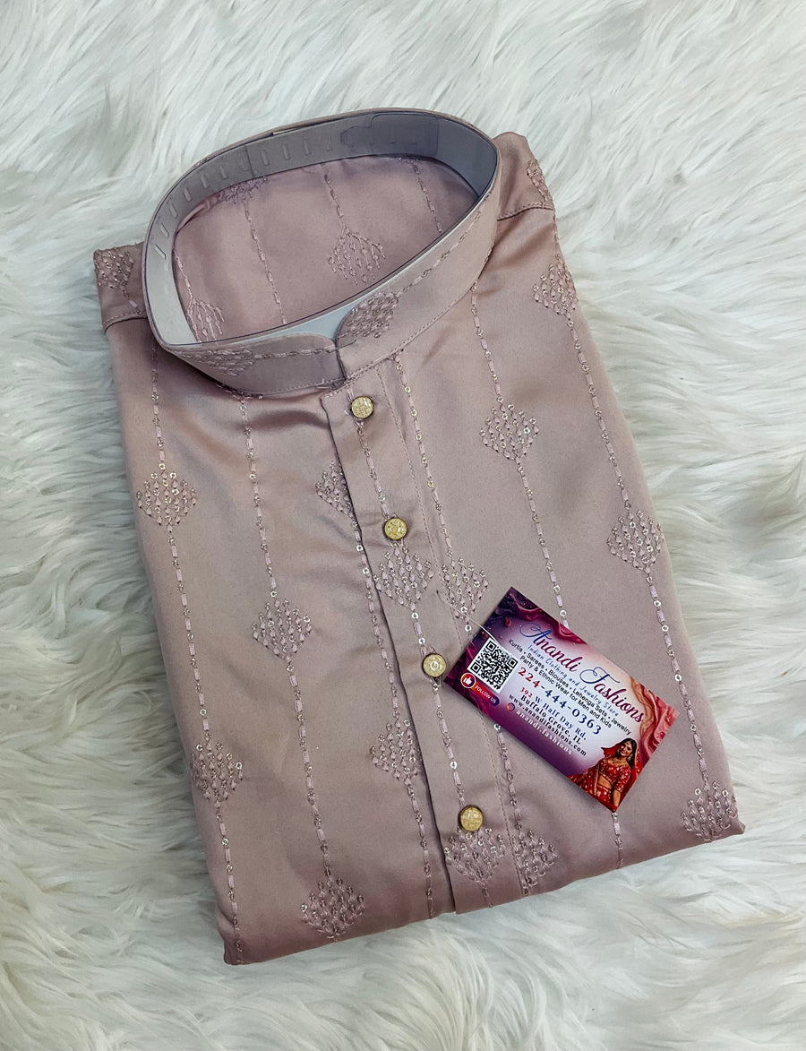 Light Onion Pink Mens Silk kurta set