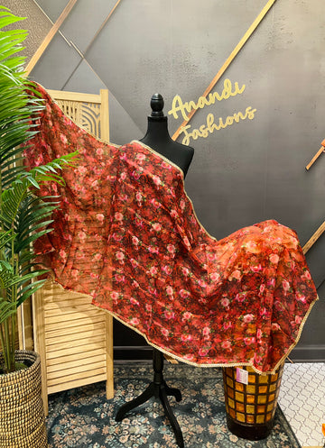 Digital Print Floral Orgnaza Dupatta