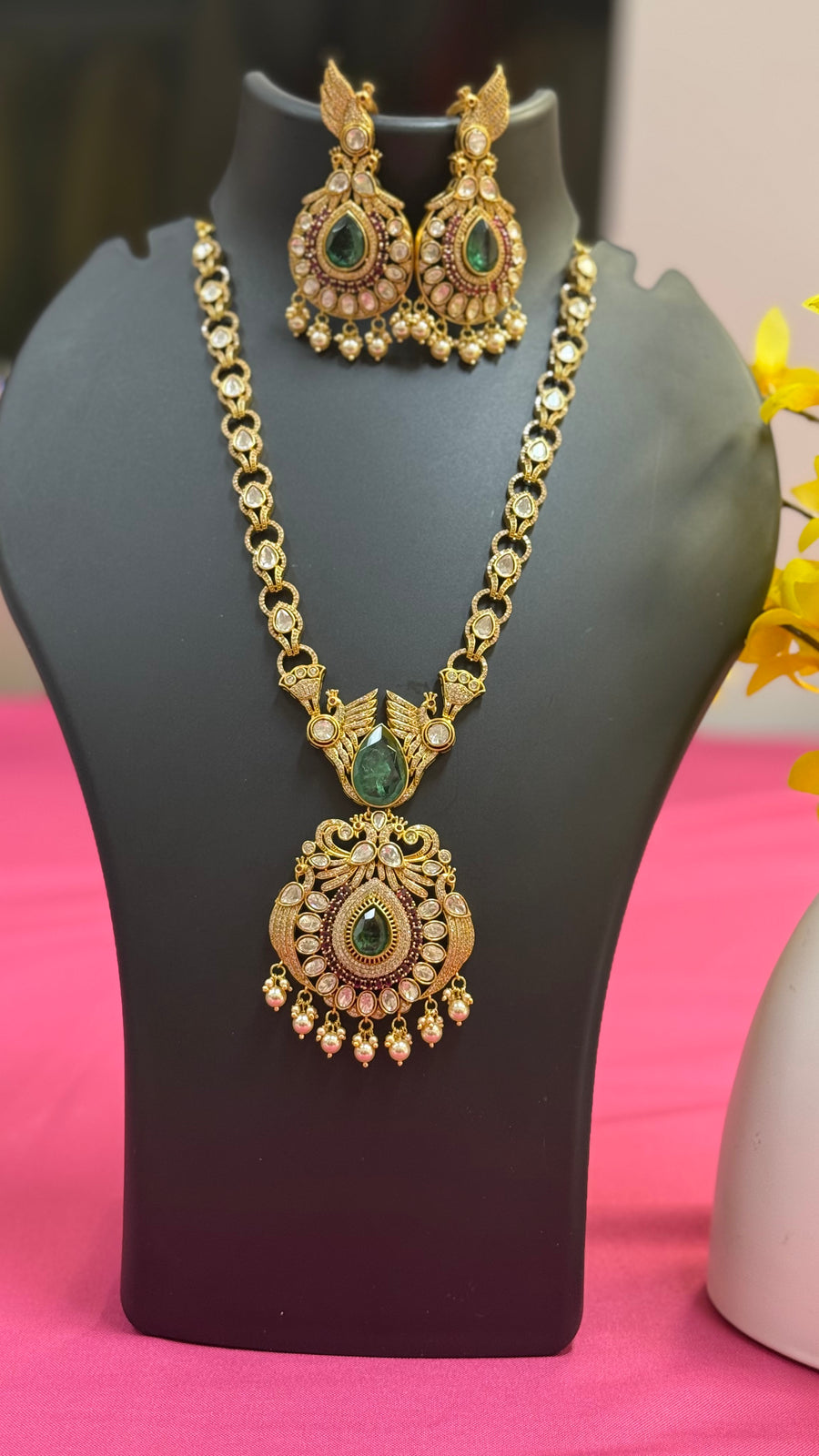 CZ Kundan Necklace Set