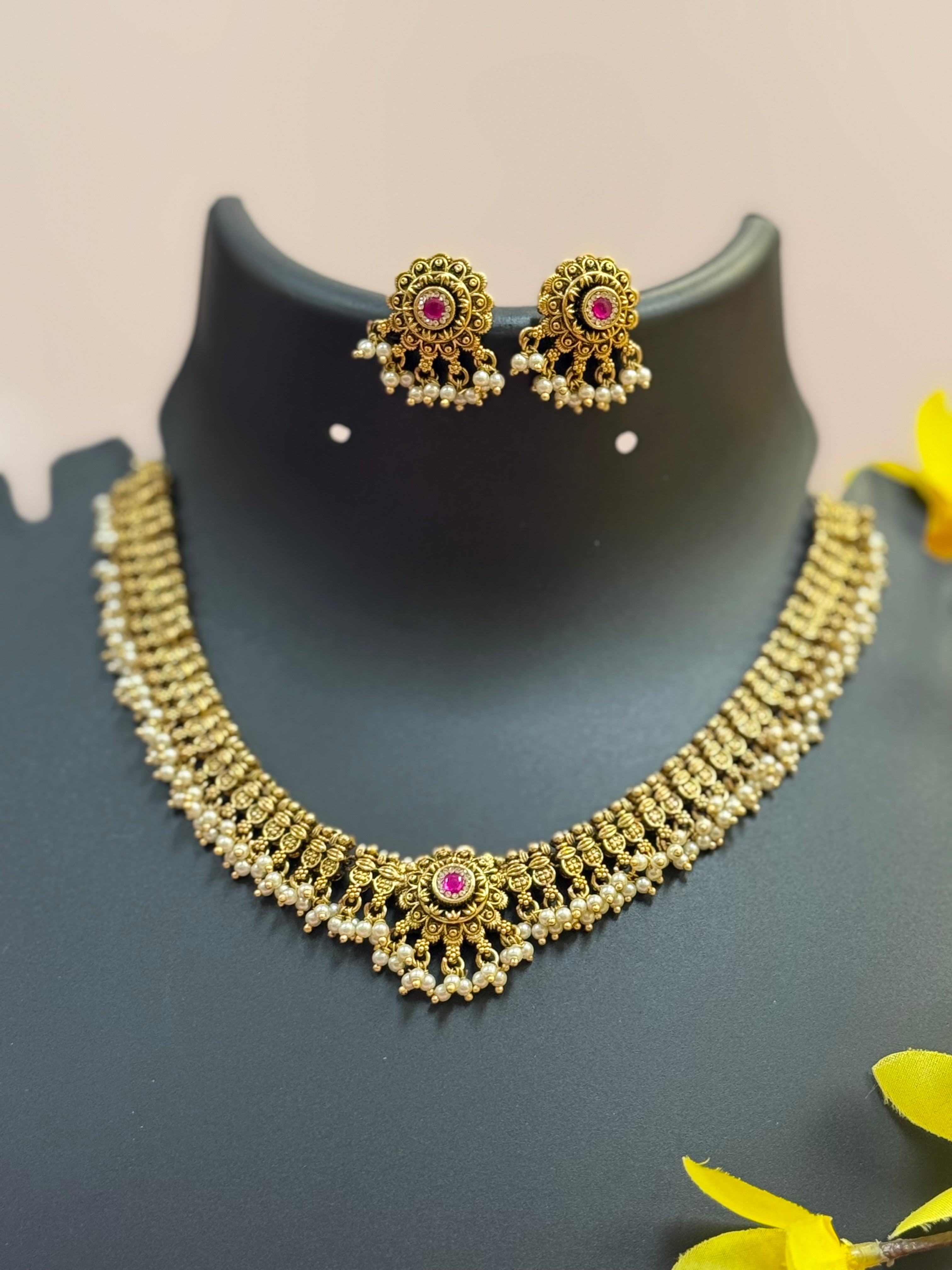 Antique Finish Guttapusalu Necklace set