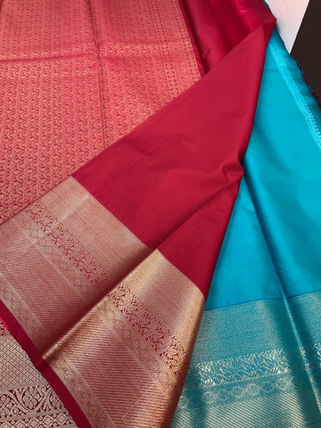 Blue Semi Silk Kanjeevaram Saree