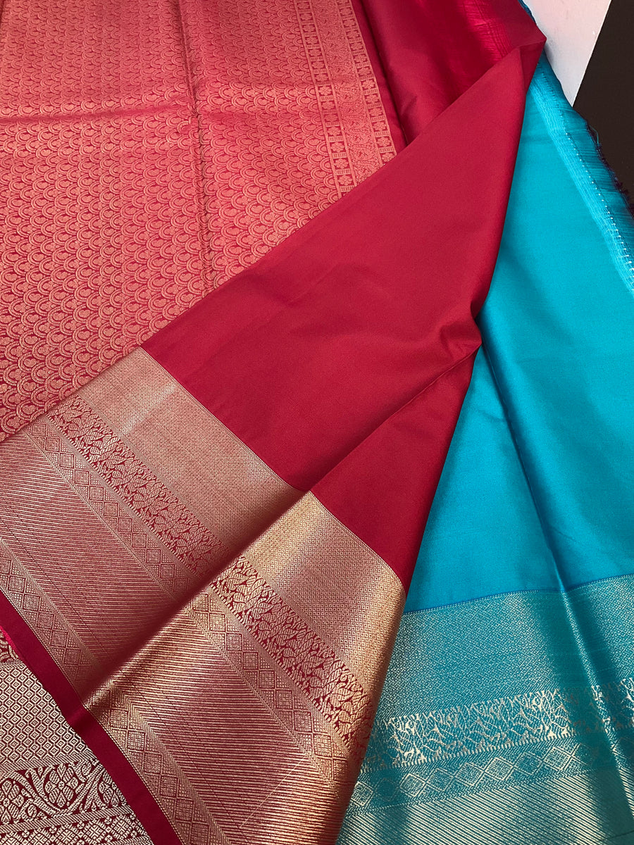 Blue Semi Silk Kanjeevaram Saree