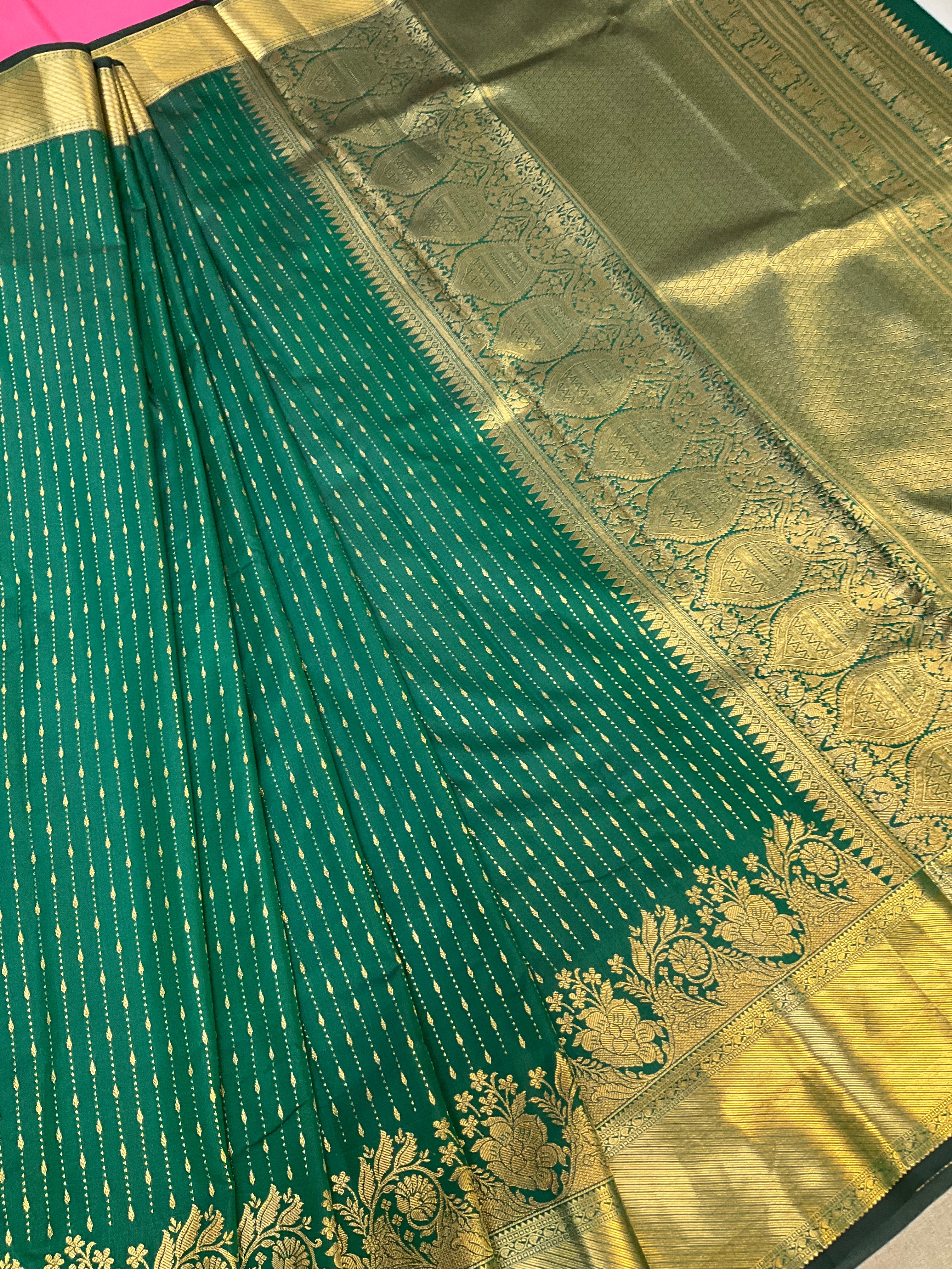 Green Semi Silk Kanjeevaram Saree