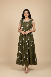 Green - Pure Cotton Long Kurti/Frock