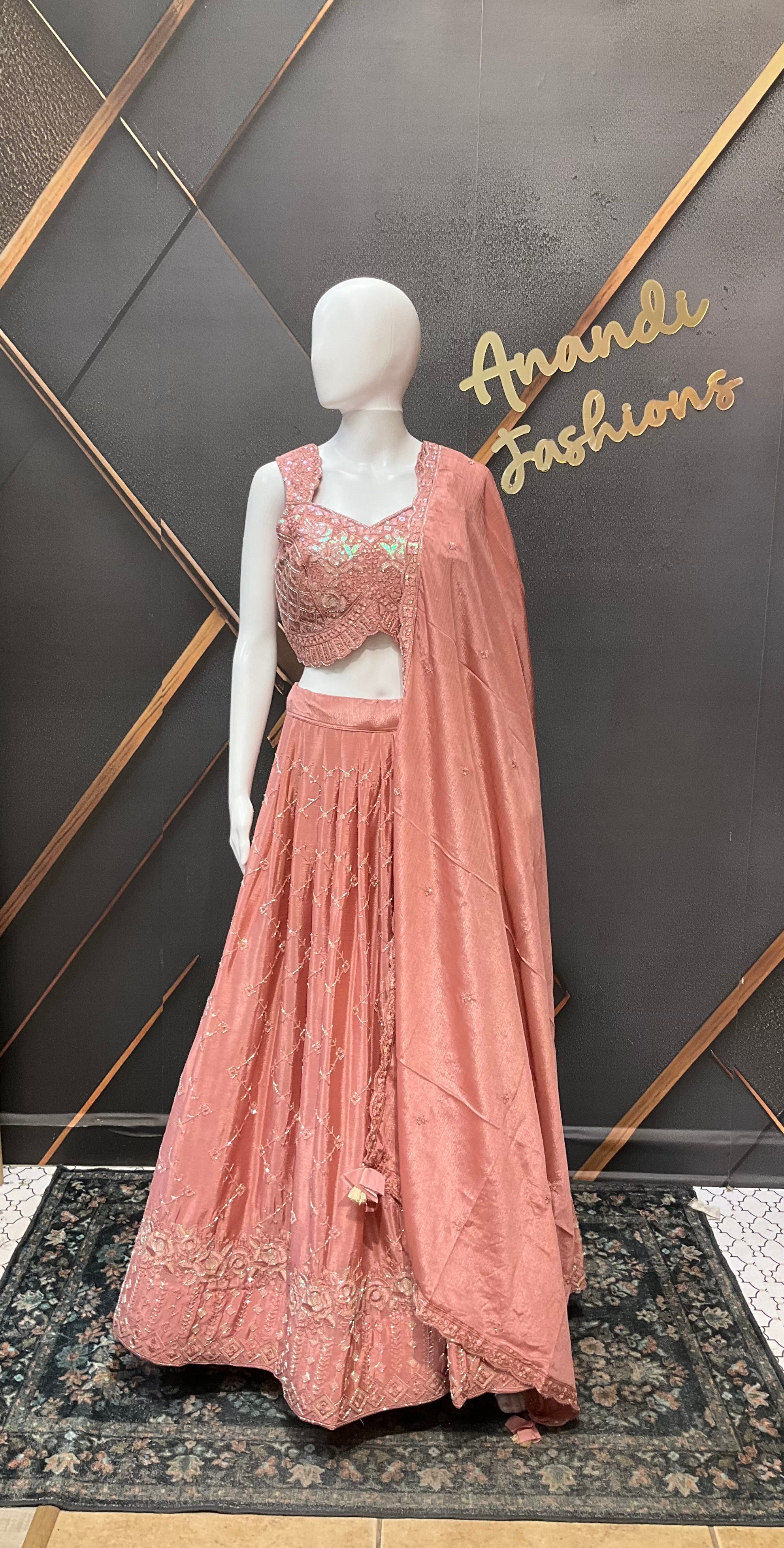 Women's Pastel Pink Lehenga Set with Embroidery Work