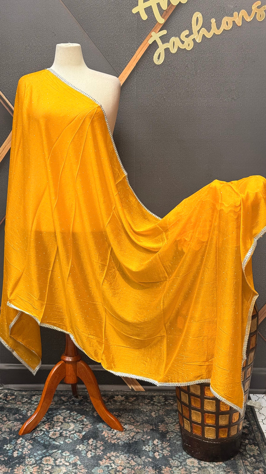 Satin Silk Dupattas with Silver Border