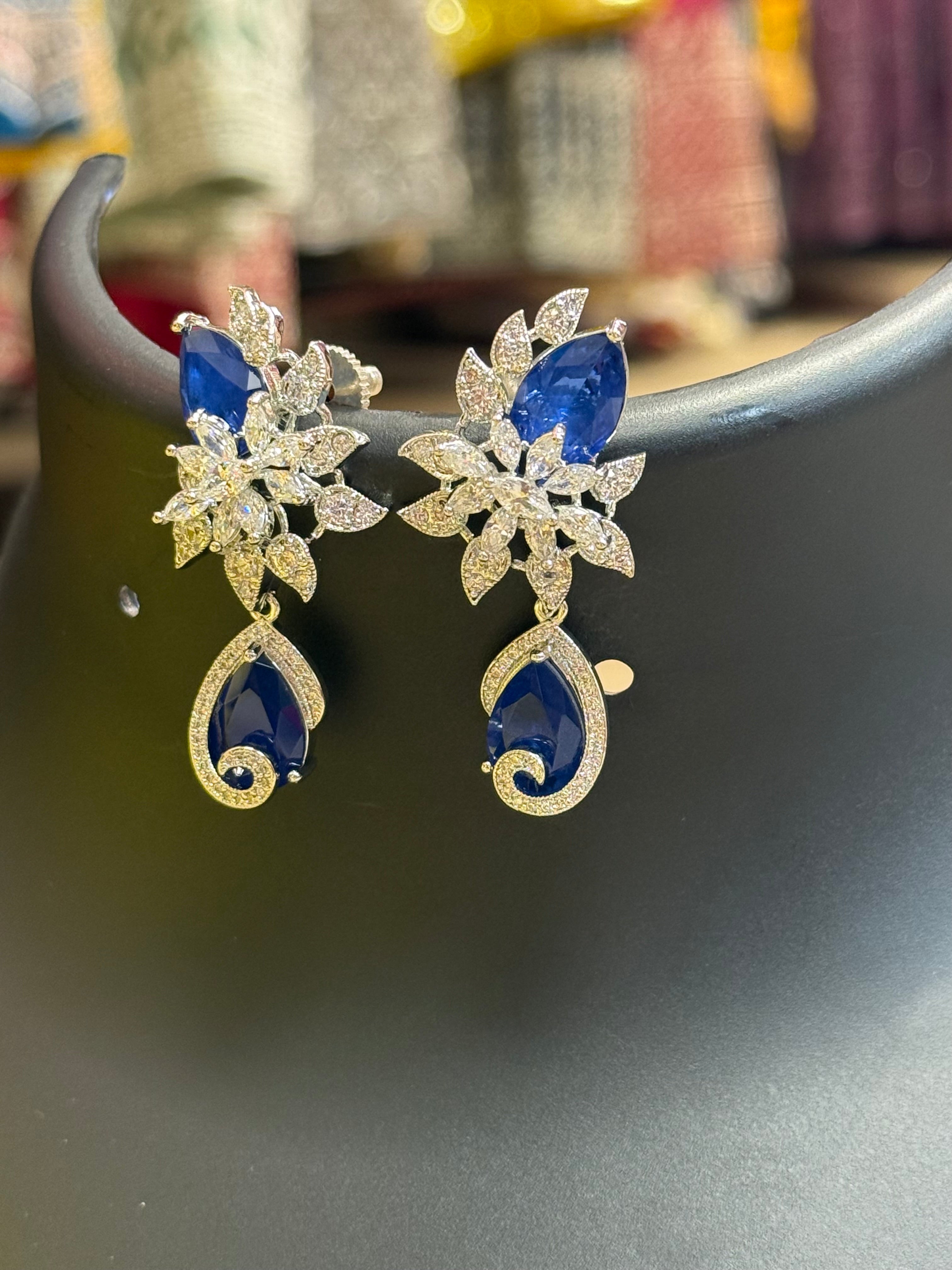 Silver Finish Party Wear Earrings