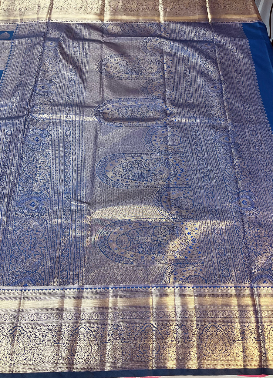 Navy Blue  Color Semi silk Kanjeevaram Saree