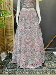 Pastel Net Lehenga Set with Real Mirror Work - Heavy Party Wear