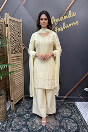 Cream Color Embroidered Palazzo Set