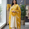 Yellow Organza Embroidered Dupattas