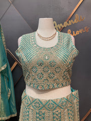 Plus size pastel Green lehanga set