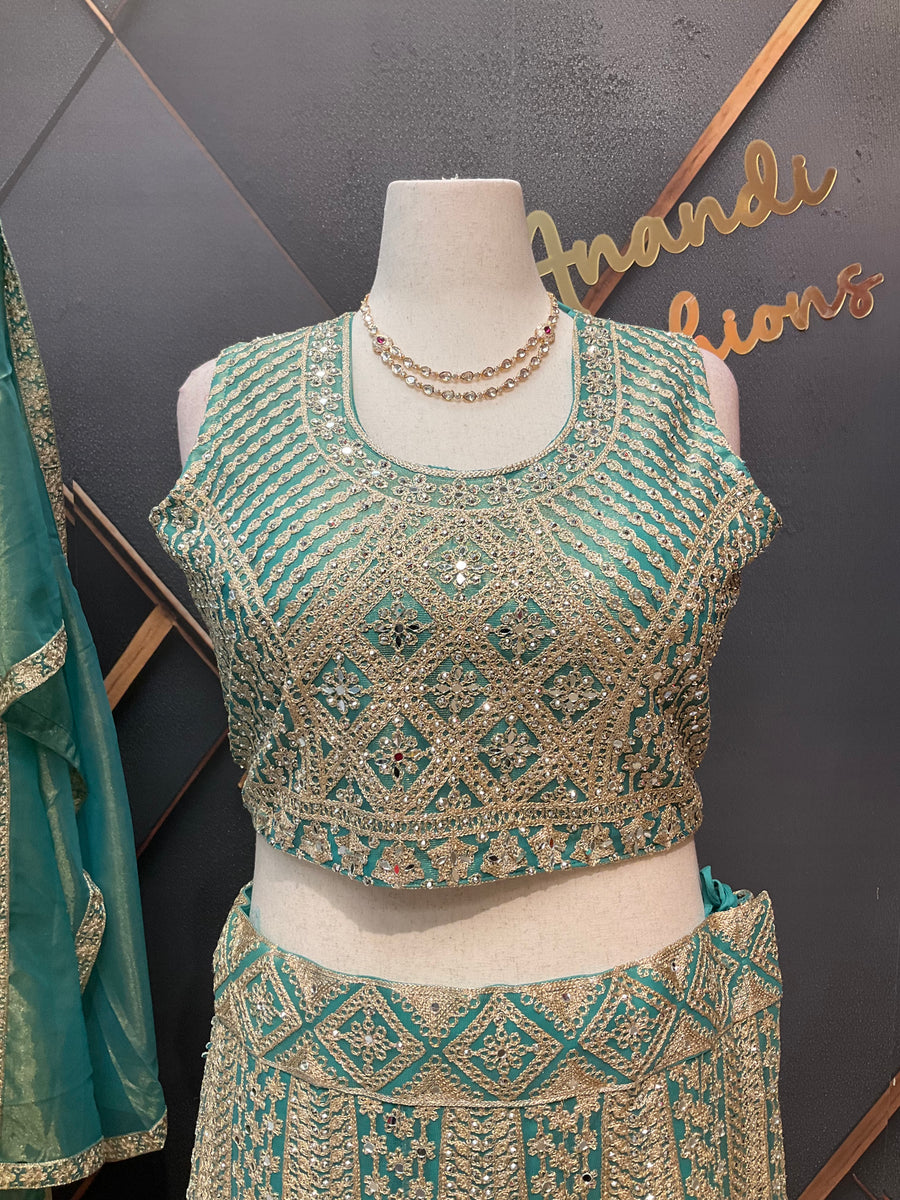 Plus size pastel Green lehanga set