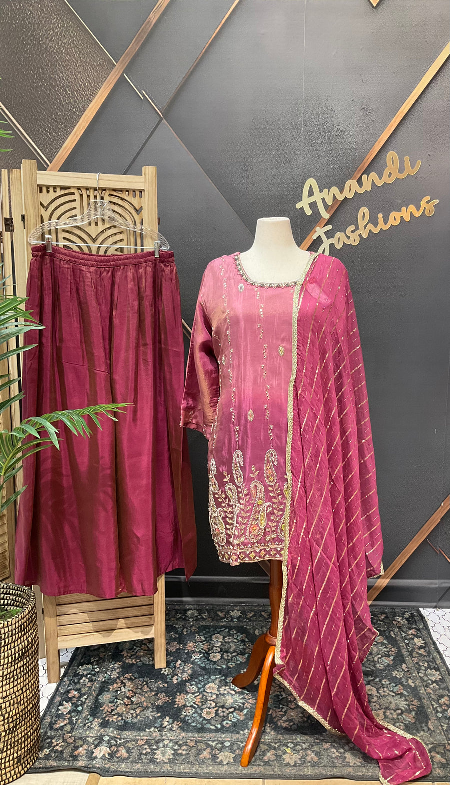 Pink Plus size Party Wear Palazzo set