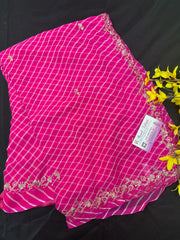 Pink- Pure Chiffon Leheriya Saree