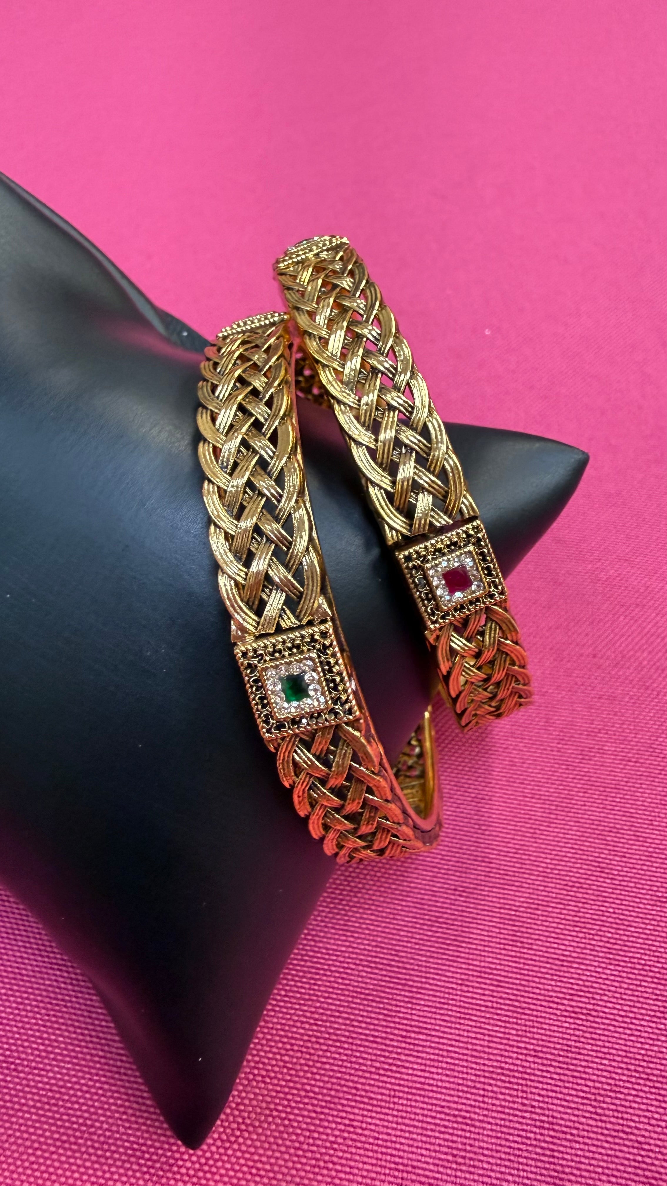 Designer Style - Antique Finish Bangles set - set of 2