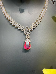 Party Wear CZ Necklace set with Drop Style pendant