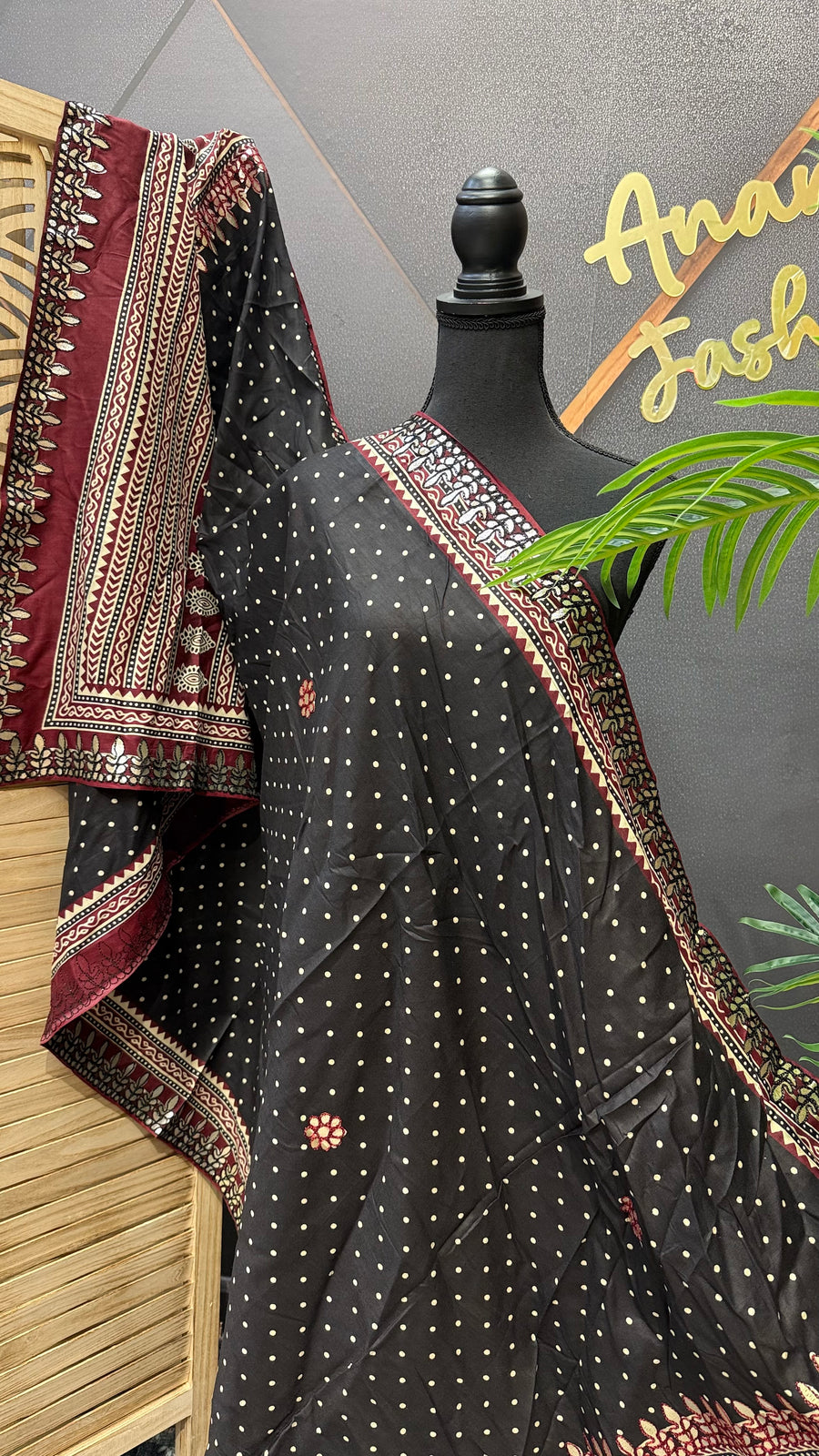 Black Pure Cotton Ajrakh Dupatta