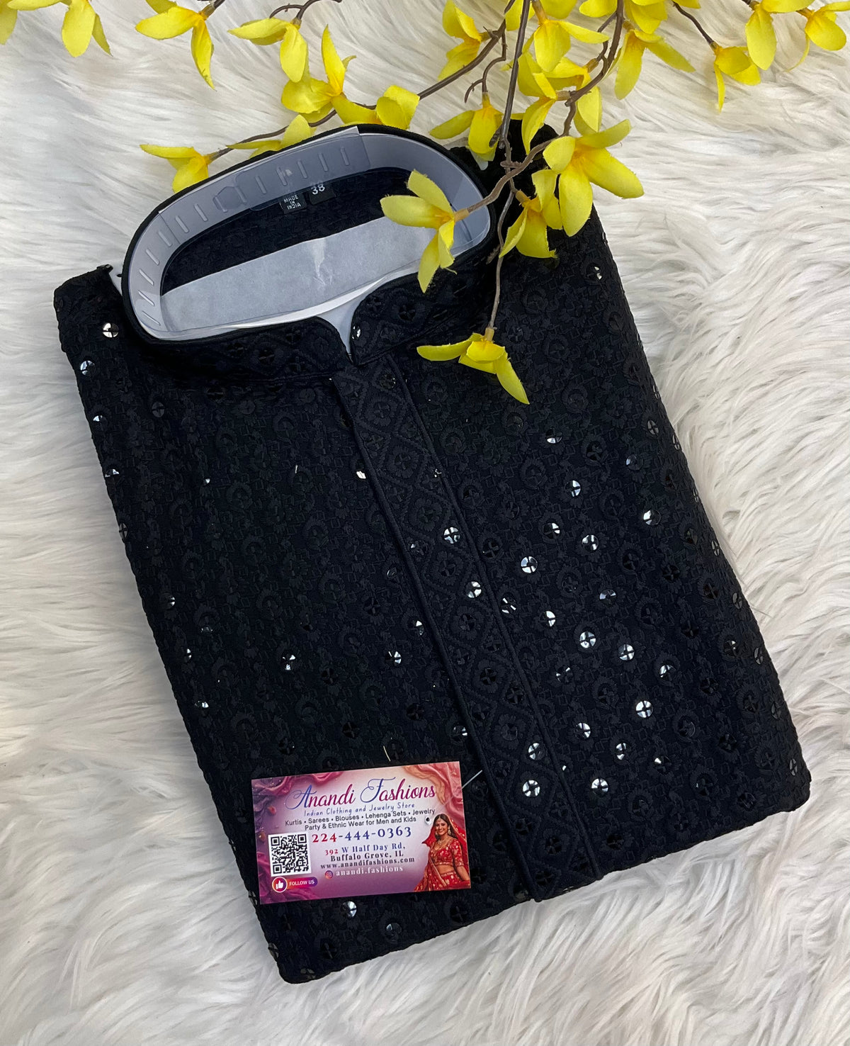 Black Sequence Mens Wear kurta set