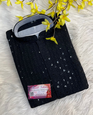Black Sequence Mens Wear kurta set