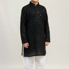 Boys Black Chikankari Rayon Sequin Embroidered Kurta Pajama Set
