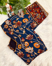Pure Cotton Purple Color Cotton Kalamkari Blouse- Front Opening