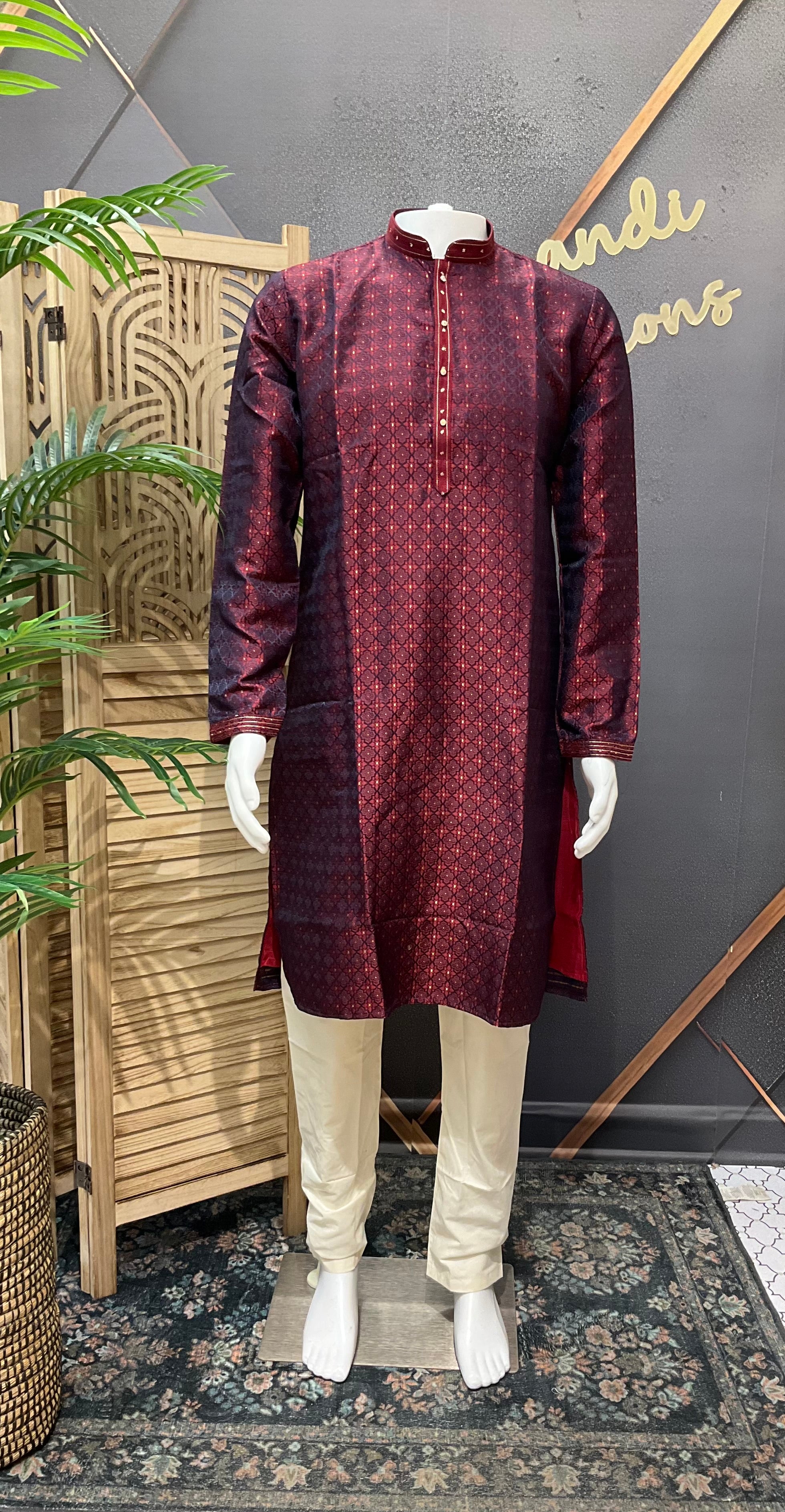 Maroon Color - Party Wear Mens kurta set