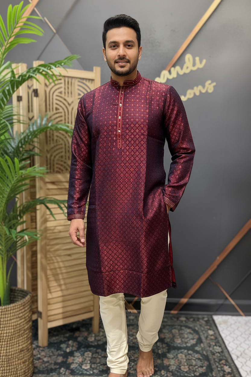 Maroon Color - Party Wear Mens kurta set