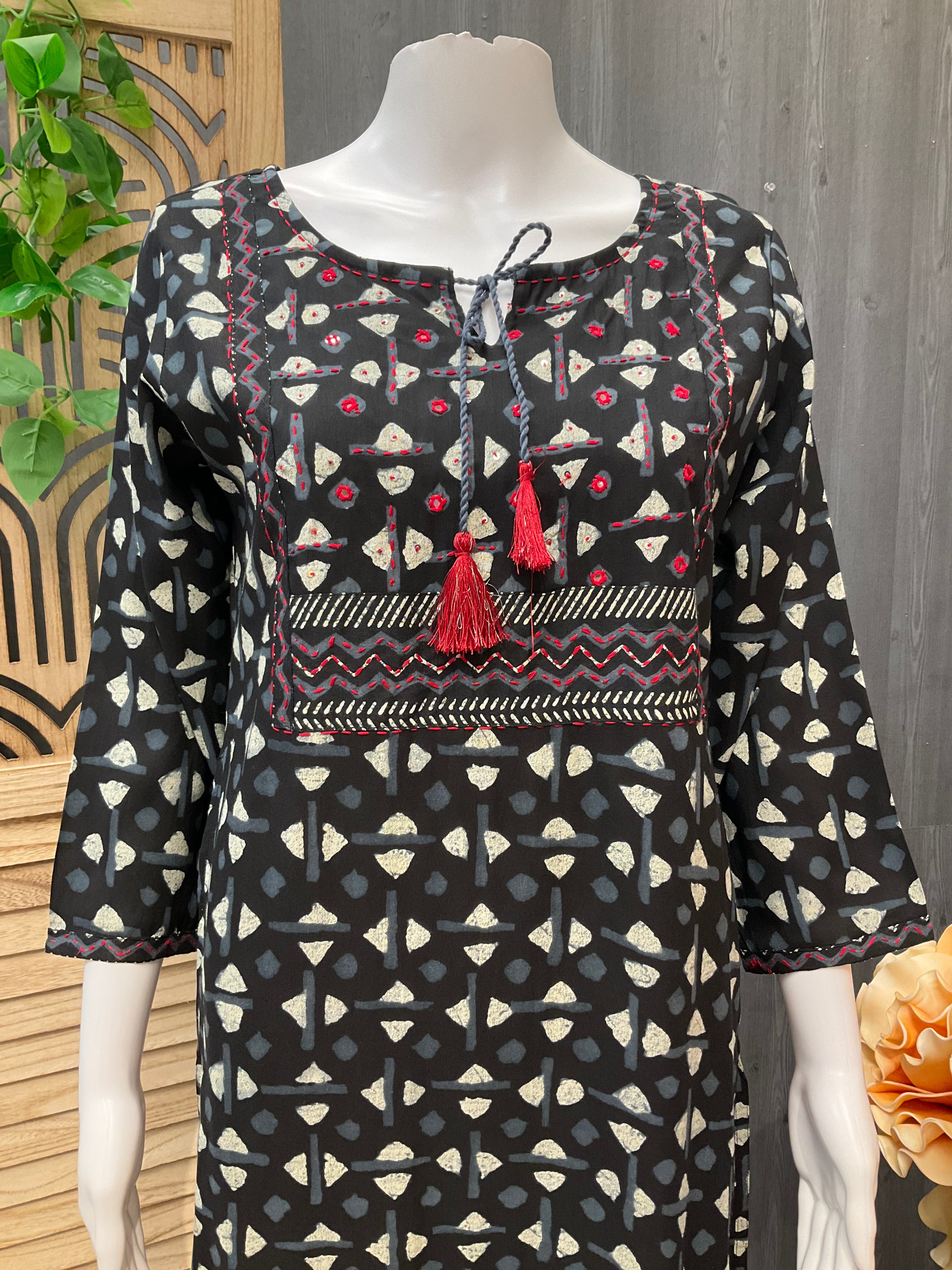 Black - Pure Cotton Kurti- Size 38