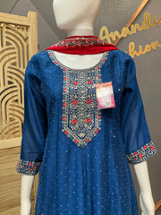 Blue anarkali Party Wear Kurti set